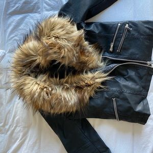 Faux fur leather jacket